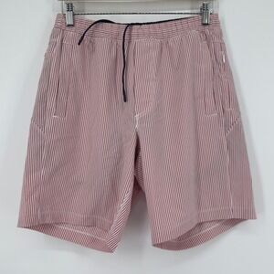 Birddogs Long Shorts Red White Stripe Elastic Waist Lined Drawstring Men's Large